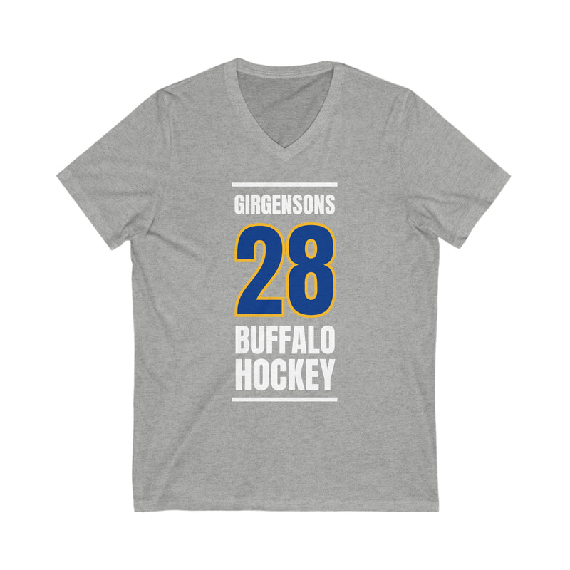 Girgensons 28 Buffalo Hockey Royal Blue Vertical Design Unisex V-Neck Tee