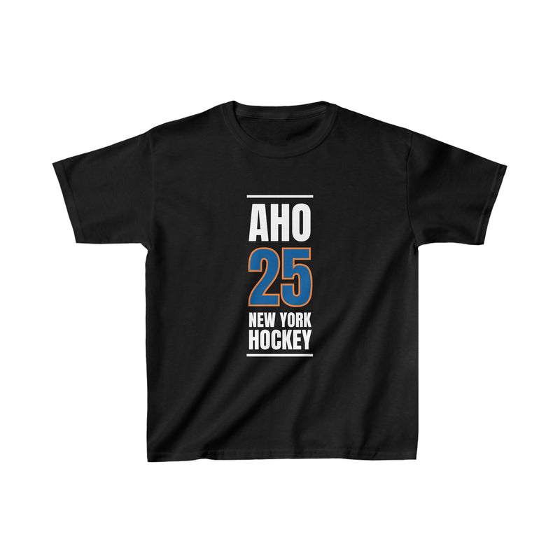 Aho 25 New York Hockey Blue Vertical Design Kids Tee