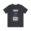 Johnson 6 Buffalo Hockey Royal Blue Vertical Design Unisex T-Shirt