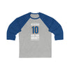 Holmstrom 10 New York Hockey Blue Vertical Design Unisex Tri-Blend 3/4 Sleeve Raglan Baseball Shirt