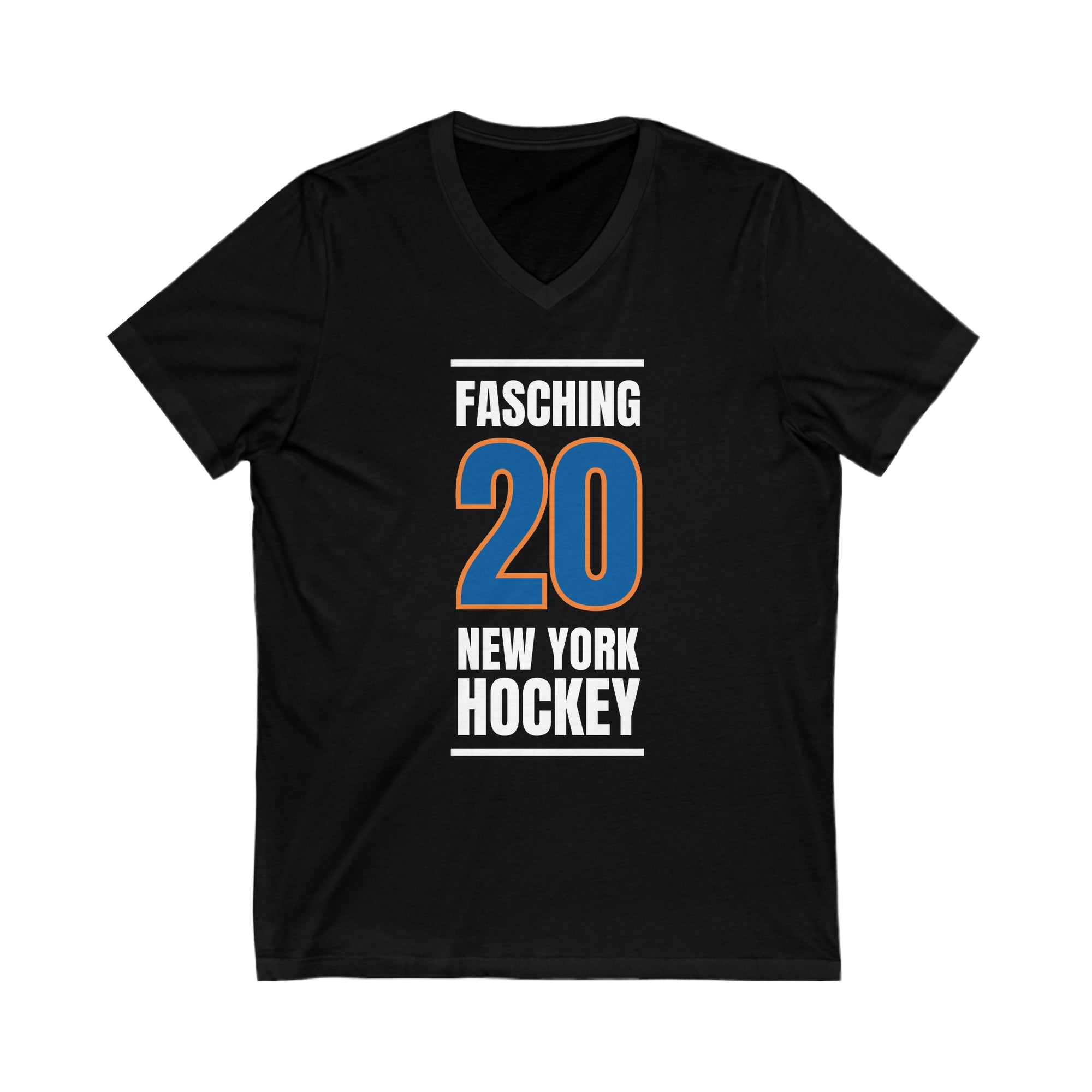 Fasching 20 New York Hockey Blue Vertical Design Unisex V-Neck Tee