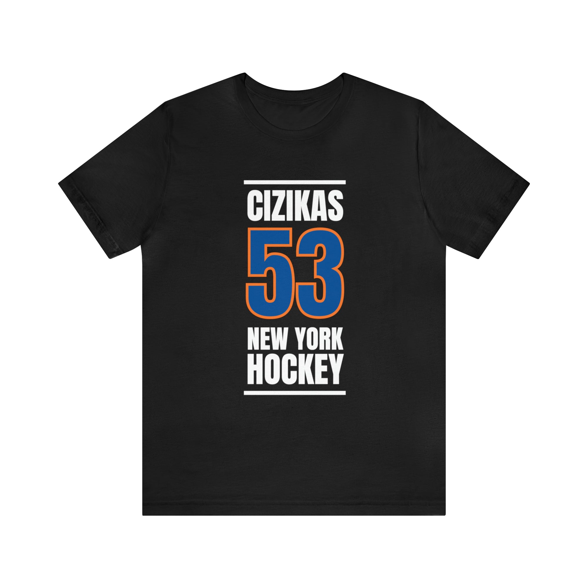 Cizikas 53 New York Hockey Blue Vertical Design Unisex T-Shirt
