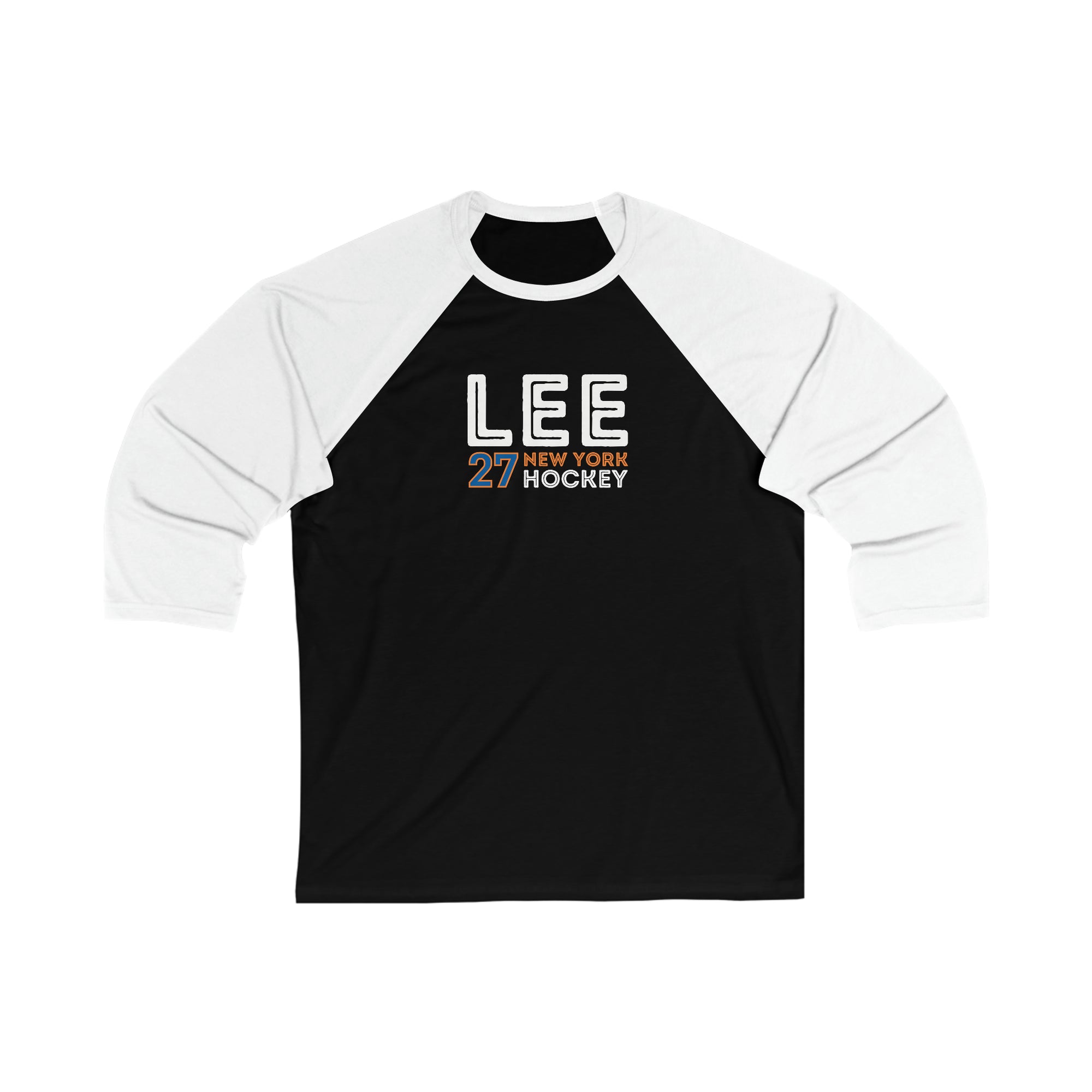 Lee 27 New York Hockey Grafitti Wall Design Unisex Tri-Blend 3/4 Sleeve Raglan Baseball Shirt