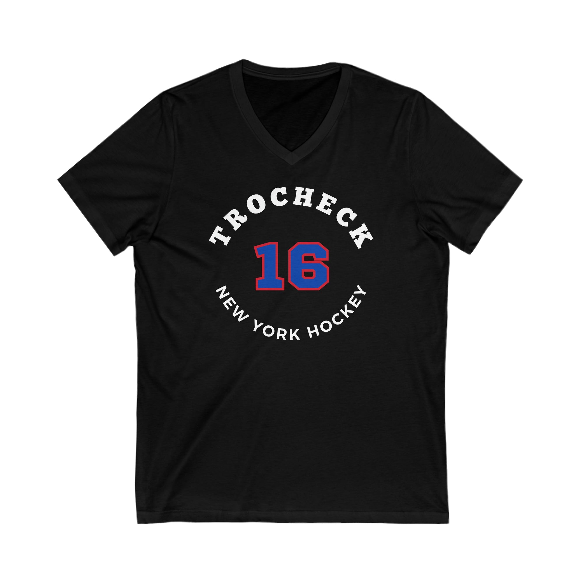 Trocheck 16 New York Hockey Number Arch Design Unisex V-Neck Tee