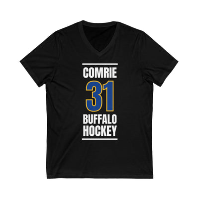 Comrie 31 Buffalo Hockey Royal Blue Vertical Design Unisex V-Neck Tee