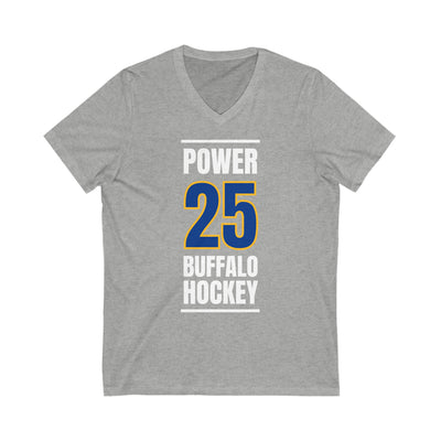 Power 25 Buffalo Hockey Royal Blue Vertical Design Unisex V-Neck Tee