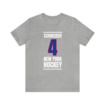 Schneider 4 New York Hockey Royal Blue Vertical Design Unisex T-Shirt