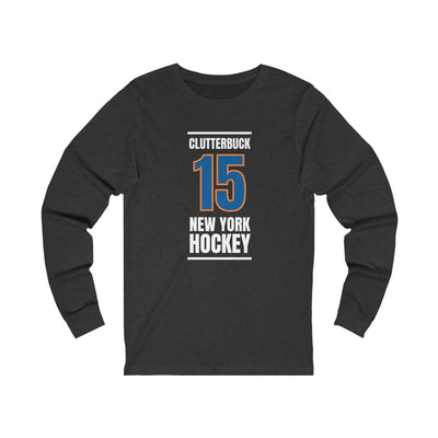 Clutterbuck 15 New York Hockey Blue Vertical Design Unisex Jersey Long Sleeve Shirt