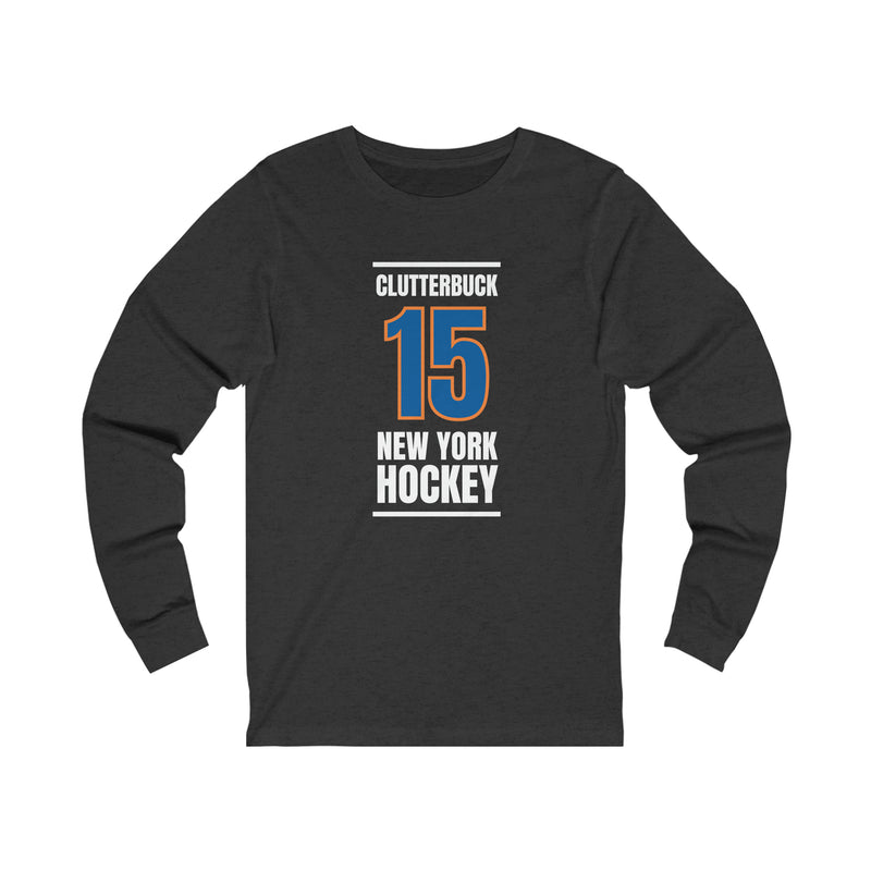 Clutterbuck 15 New York Hockey Blue Vertical Design Unisex Jersey Long Sleeve Shirt