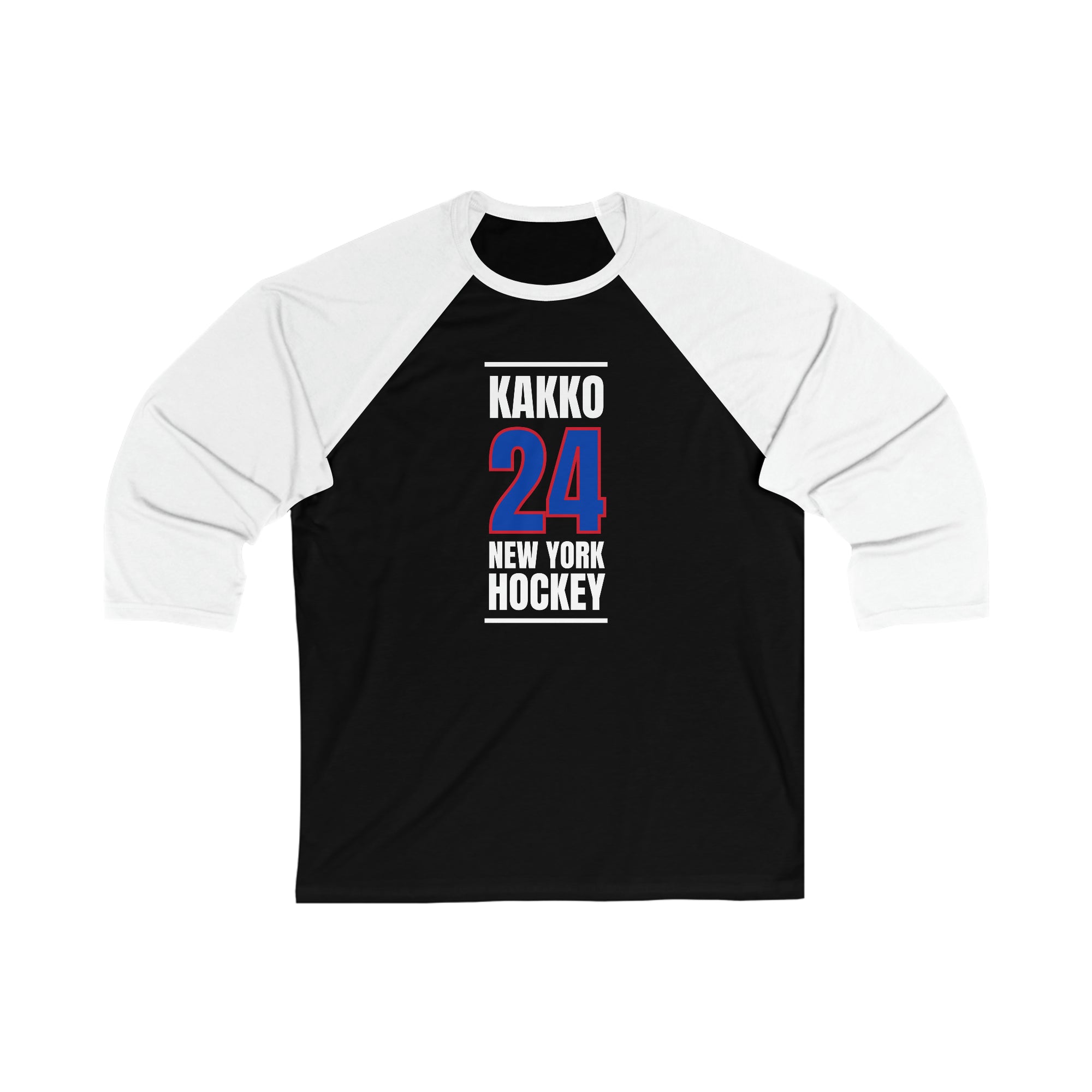 Kakko 24 New York Hockey Royal Blue Vertical Design Unisex Tri-Blend 3/4 Sleeve Raglan Baseball Shirt