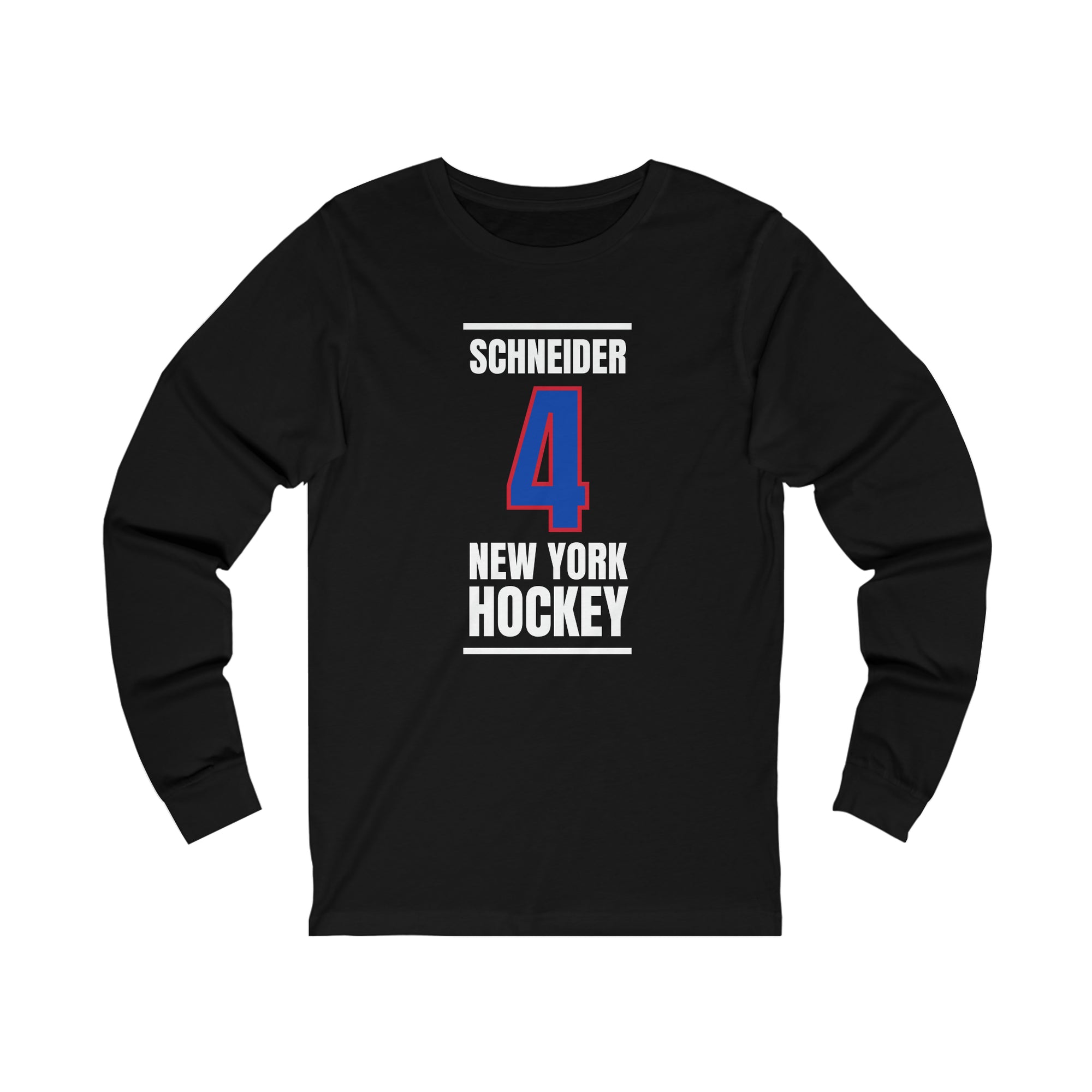 Schneider 4 New York Hockey Royal Blue Vertical Design Unisex Jersey Long Sleeve Shirt