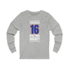 Trocheck 16 New York Hockey Royal Blue Vertical Design Unisex Jersey Long Sleeve Shirt