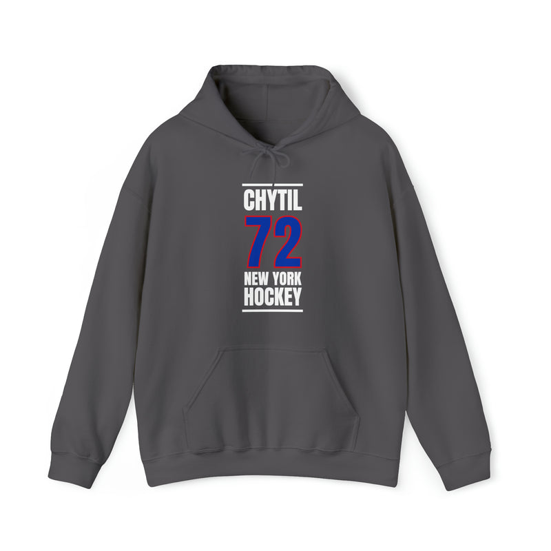 Chytil 72 New York Hockey Royal Blue Vertical Design Unisex Hooded Sweatshirt