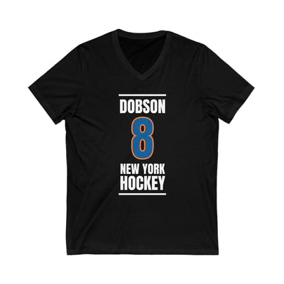 Dobson 8 New York Hockey Blue Vertical Design Unisex V-Neck Tee