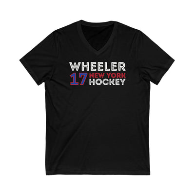 Wheeler 17 New York Hockey Grafitti Wall Design Unisex V-Neck Tee