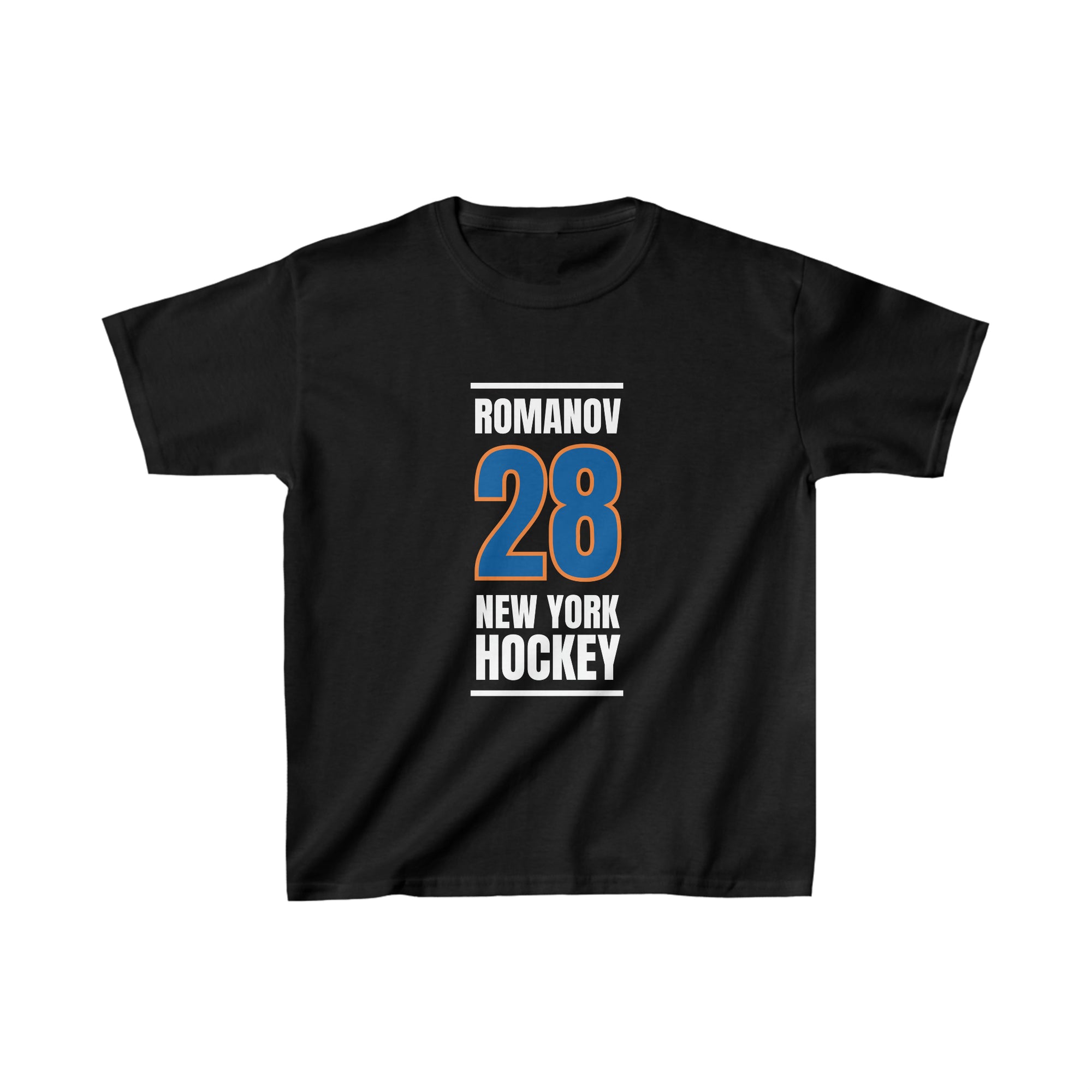 Romanov 28 New York Hockey Blue Vertical Design Kids Tee