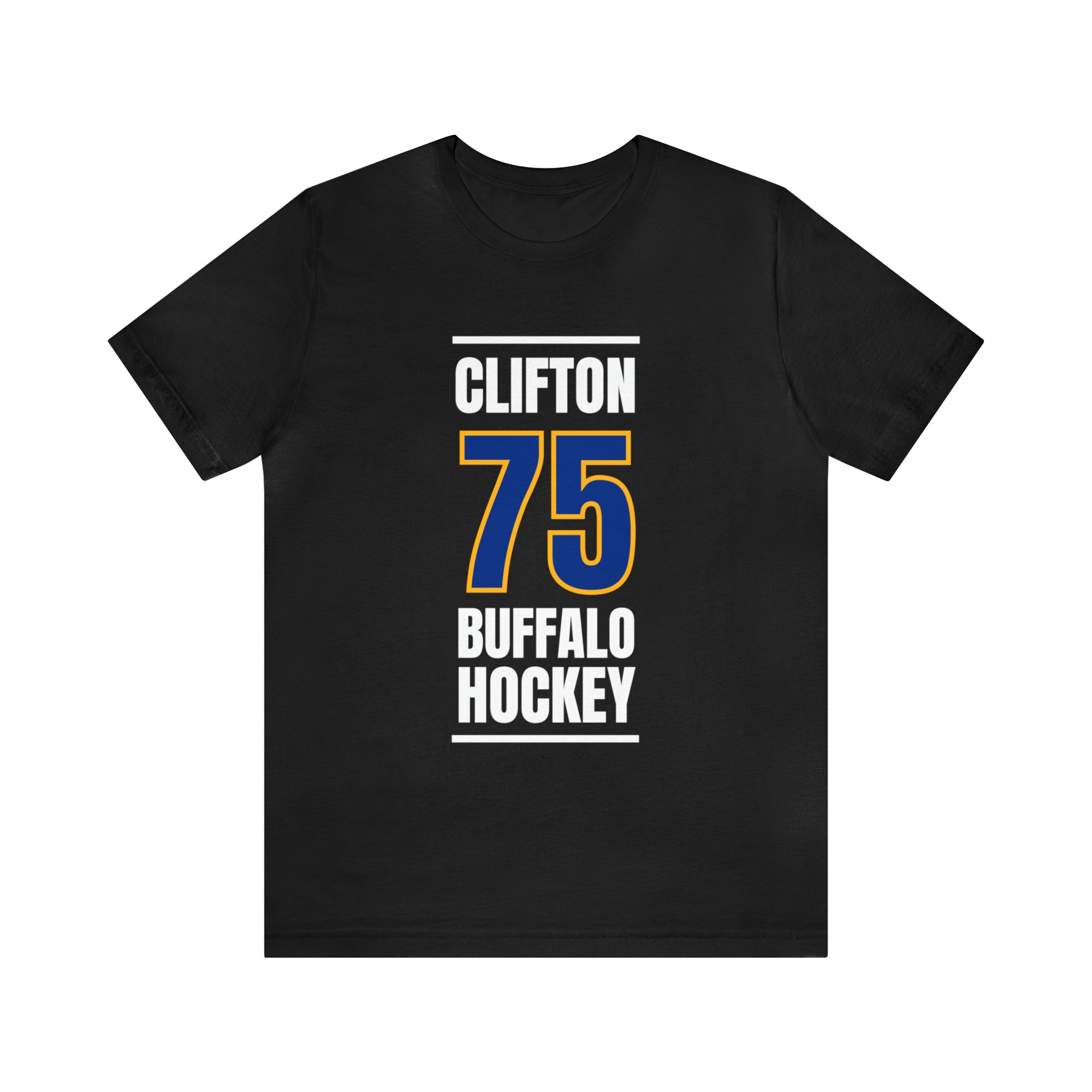 Clifton 75 Buffalo Hockey Royal Blue Vertical Design Unisex T-Shirt