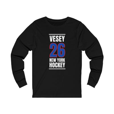 Vesey 26 New York Hockey Royal Blue Vertical Design Unisex Jersey Long Sleeve Shirt