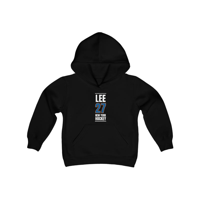 Lee 27 New York Hockey Blue Vertical Design Youth Hooded Sweatshirt