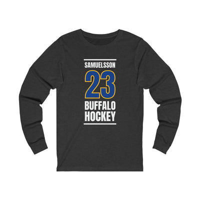 Samuelsson 23 Buffalo Hockey Royal Blue Vertical Design Unisex Jersey Long Sleeve Shirt