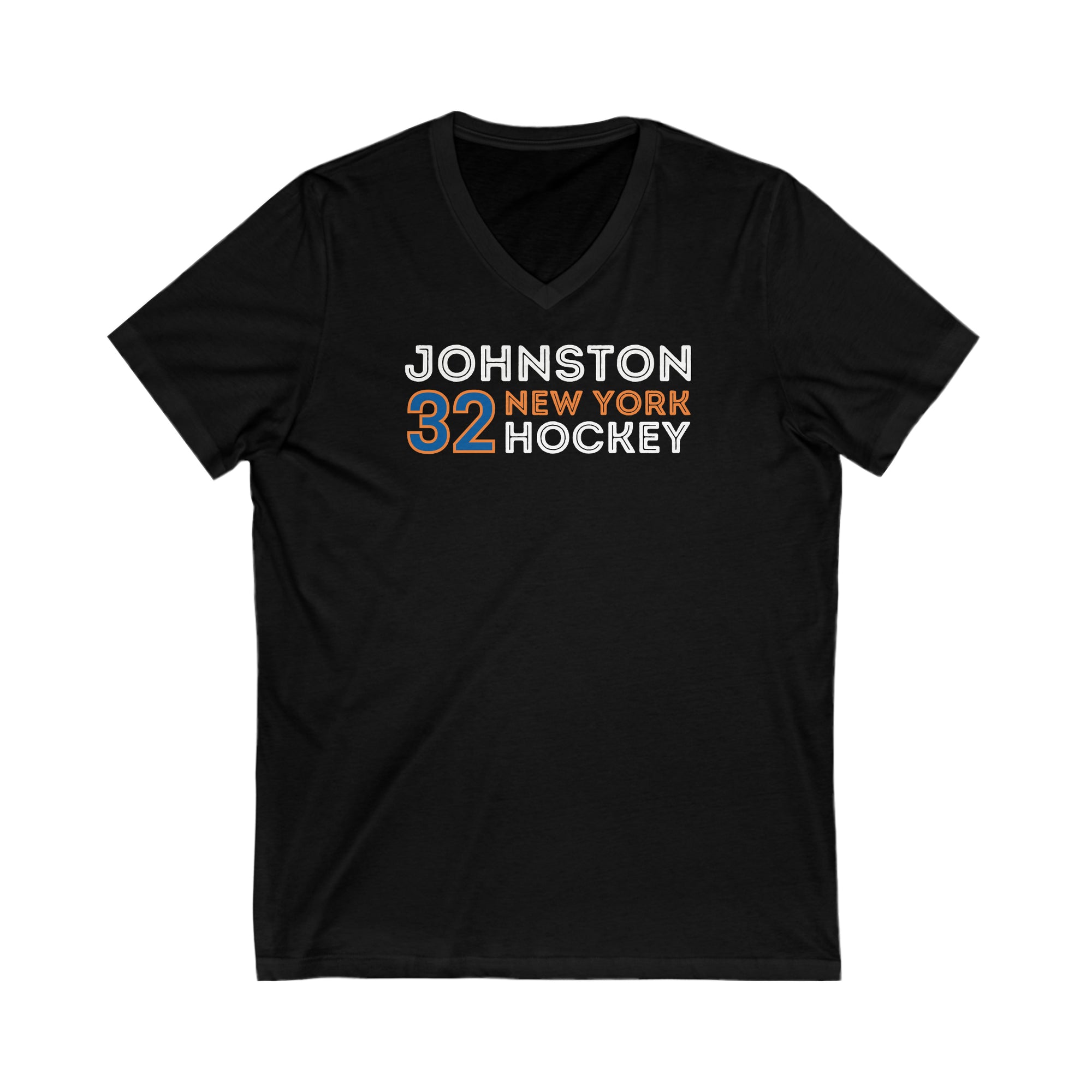 Johnston 32 New York Hockey Grafitti Wall Design Unisex V-Neck Tee