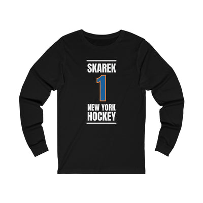 Skarek 1 New York Hockey Blue Vertical Design Unisex Jersey Long Sleeve Shirt