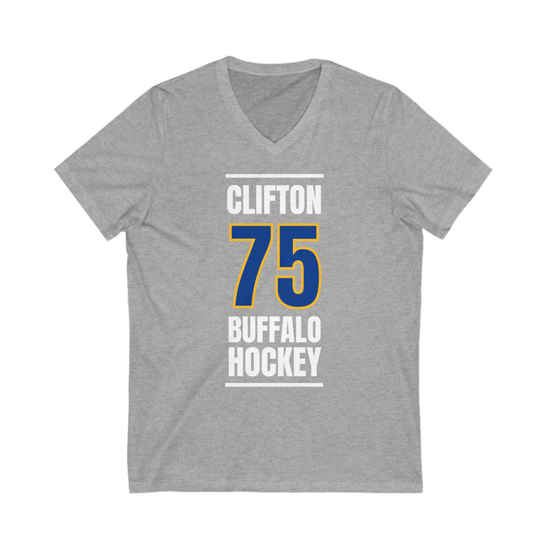 Clifton 75 Buffalo Hockey Royal Blue Vertical Design Unisex V-Neck Tee