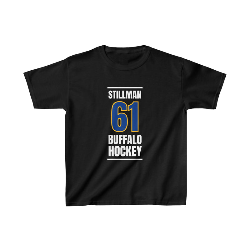 Stillman 61 Buffalo Hockey Royal Blue Vertical Design Kids Tee