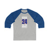 Kakko 24 New York Hockey Royal Blue Vertical Design Unisex Tri-Blend 3/4 Sleeve Raglan Baseball Shirt