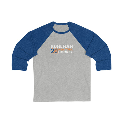 Kuhlman 20 New York Hockey Grafitti Wall Design Unisex Tri-Blend 3/4 Sleeve Raglan Baseball Shirt