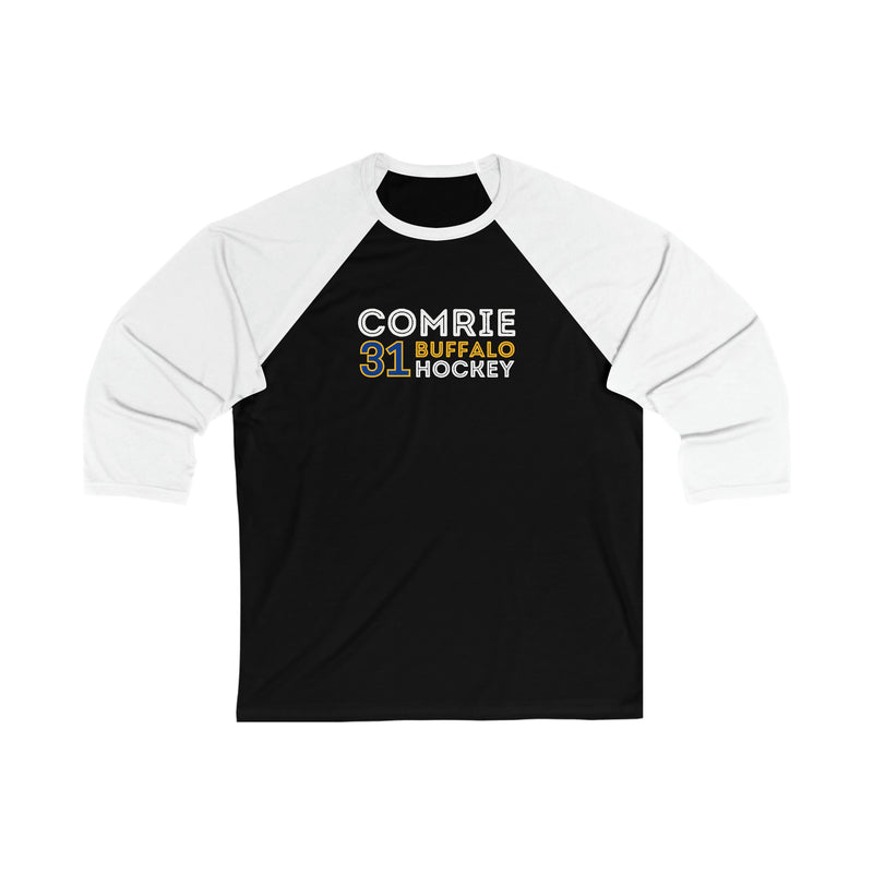 Comrie 31 Buffalo Hockey Grafitti Wall Design Unisex Tri-Blend 3/4 Sleeve Raglan Baseball Shirt