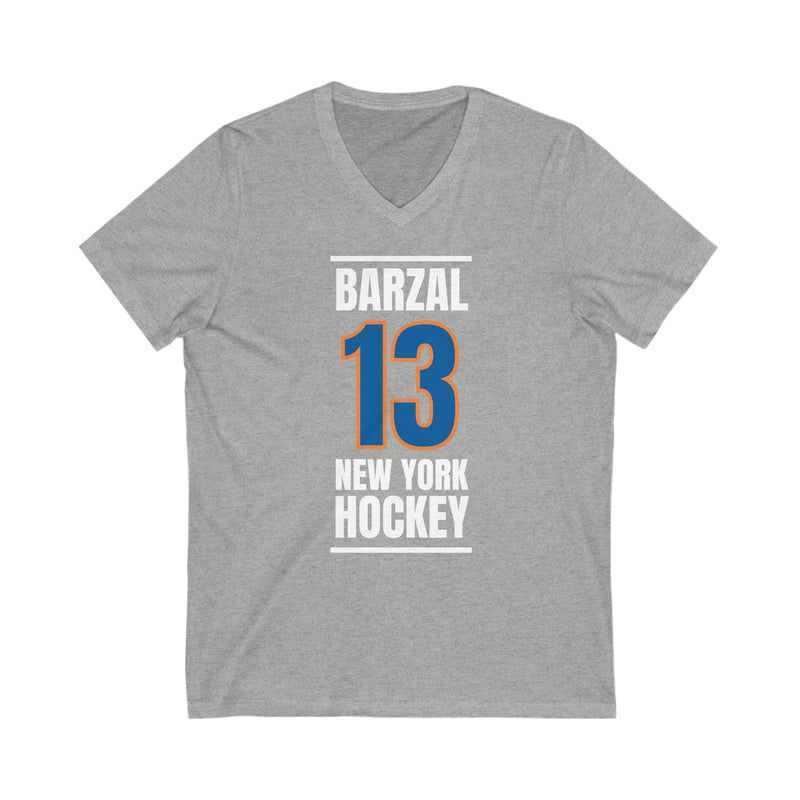 Barzal 13 New York Hockey Blue Vertical Design Unisex V-Neck Tee