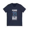 Palmieri 21 New York Hockey Blue Vertical Design Unisex V-Neck Tee