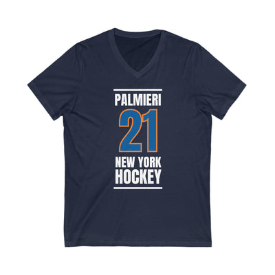 Palmieri 21 New York Hockey Blue Vertical Design Unisex V-Neck Tee