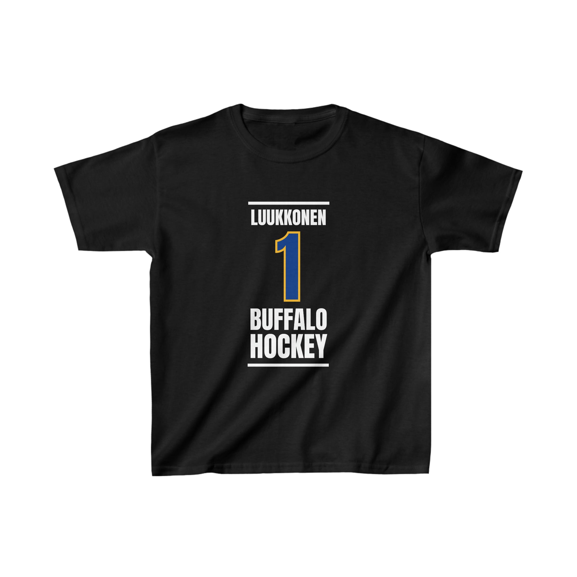 Luukkonen 1 Buffalo Hockey Royal Blue Vertical Design Kids Tee