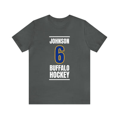 Johnson 6 Buffalo Hockey Royal Blue Vertical Design Unisex T-Shirt