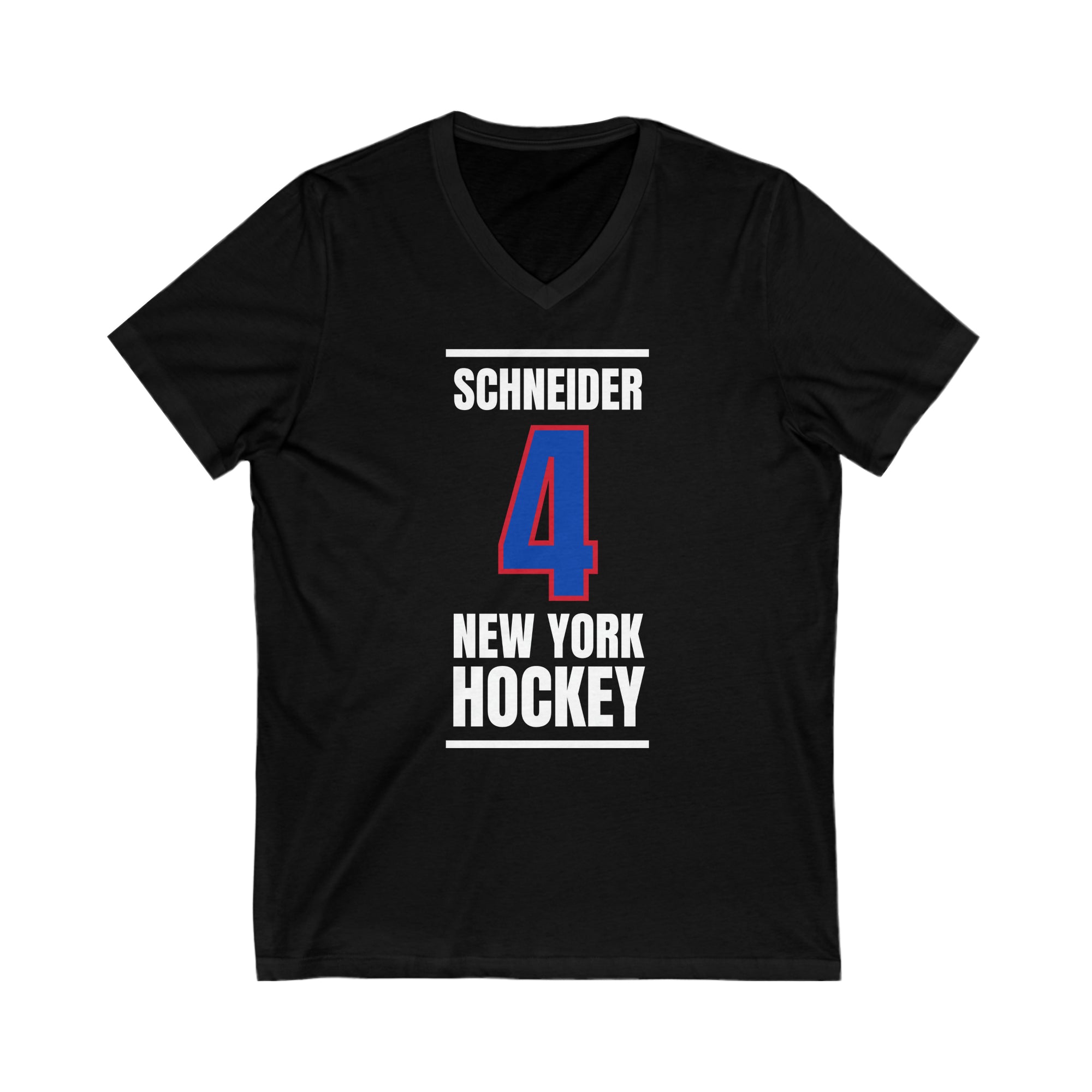 Schneider 4 New York Hockey Royal Blue Vertical Design Unisex V-Neck Tee