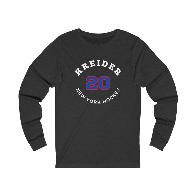 Kreider 20 New York Hockey Number Arch Design Unisex Jersey Long Sleeve Shirt