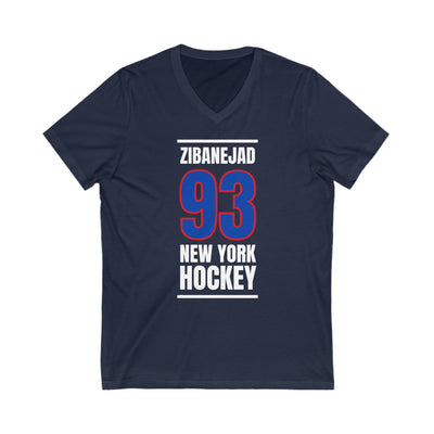 Zibanejad 93 New York Hockey Royal Blue Vertical Design Unisex V-Neck Tee