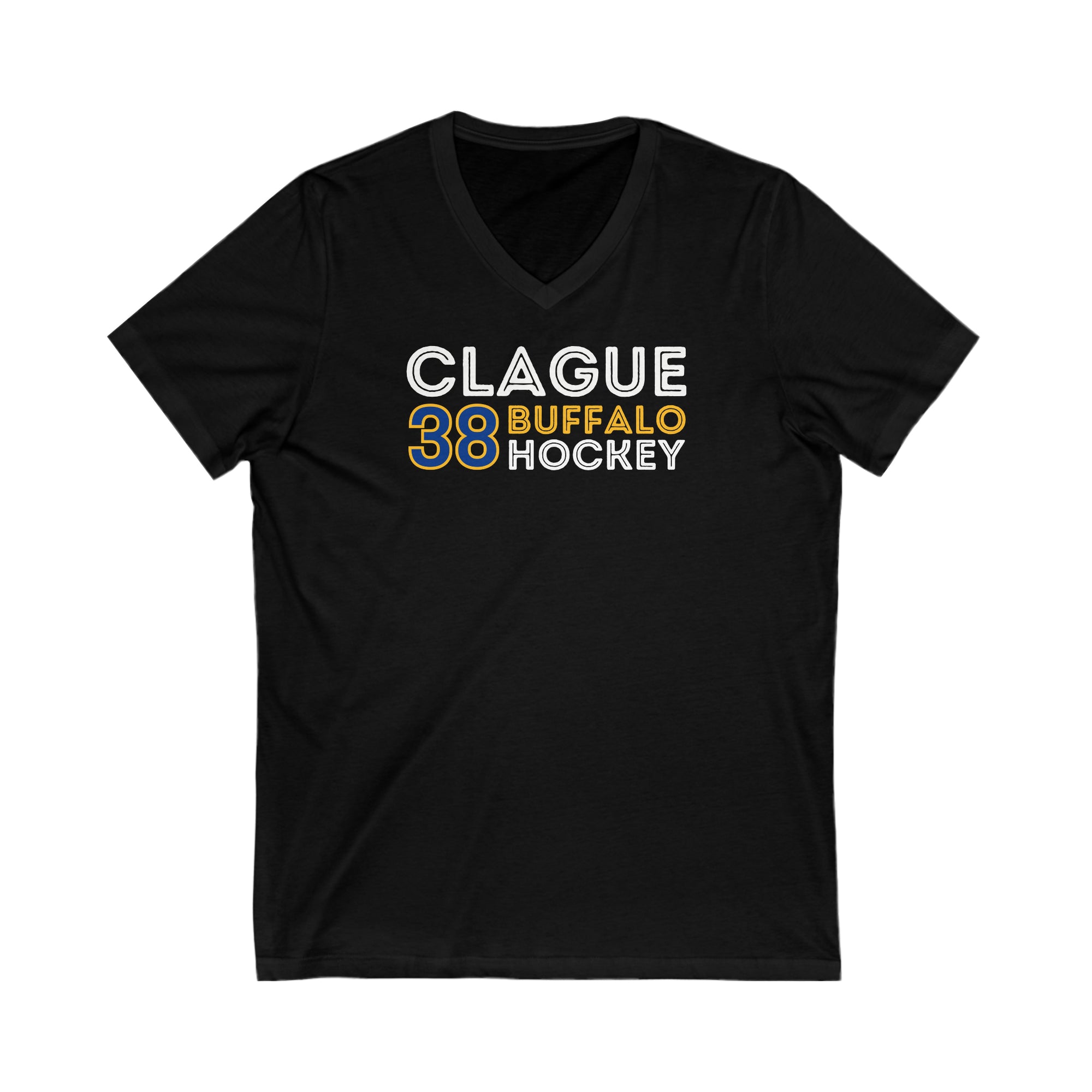 Clague 38 Buffalo Hockey Grafitti Wall Design Unisex V-Neck Tee