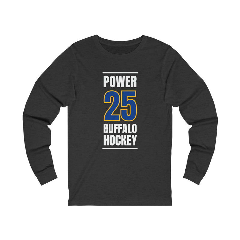 Power 25 Buffalo Hockey Royal Blue Vertical Design Unisex Jersey Long Sleeve Shirt