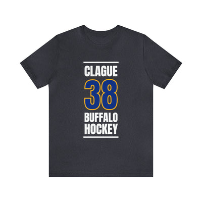 Clague 38 Buffalo Hockey Royal Blue Vertical Design Unisex T-Shirt