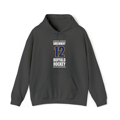 Greenway 12 Buffalo Hockey Royal Blue Vertical Design Unisex Hooded Sweatshirt