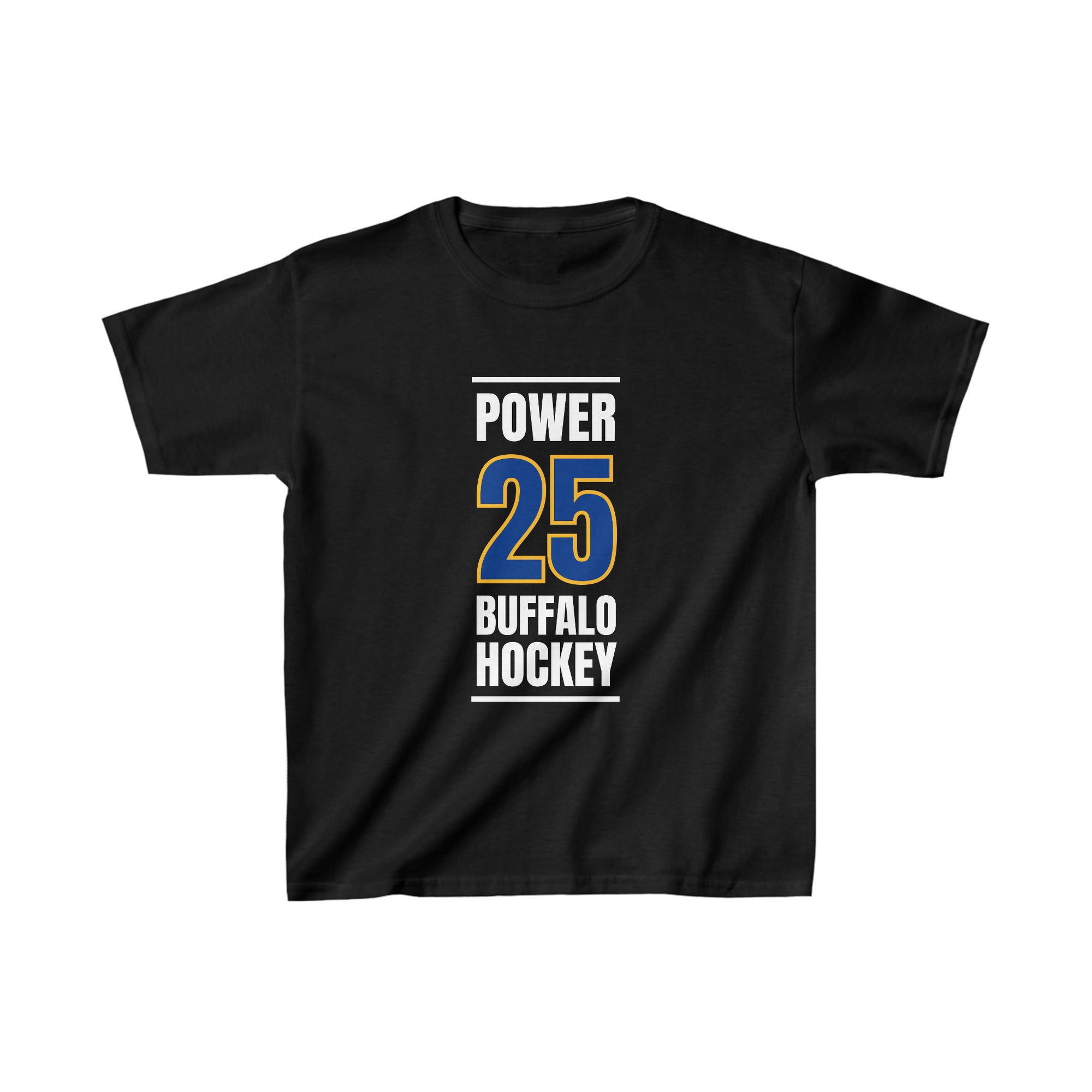Power 25 Buffalo Hockey Royal Blue Vertical Design Kids Tee