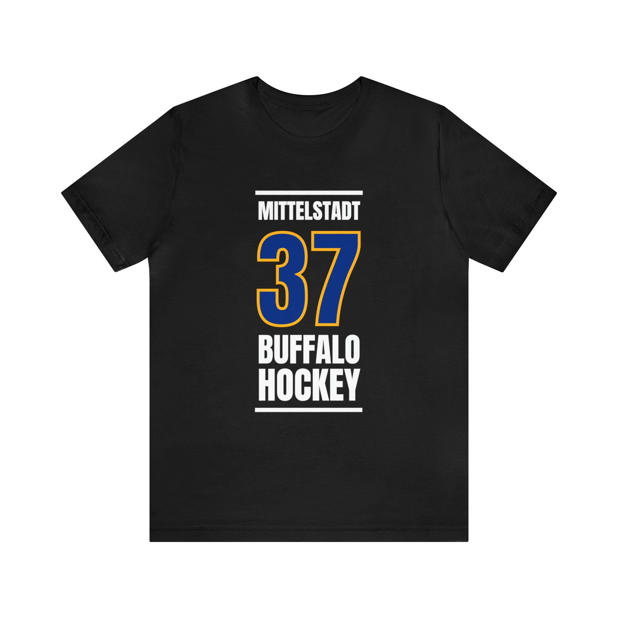 Mittelstadt 37 Buffalo Hockey Royal Blue Vertical Design Unisex T-Shirt