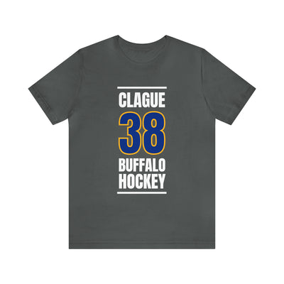 Clague 38 Buffalo Hockey Royal Blue Vertical Design Unisex T-Shirt