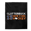 Clutterbuck 15 New York Hockey Velveteen Plush Blanket