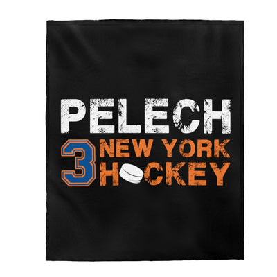 Pelech 3 New York Hockey Velveteen Plush Blanket