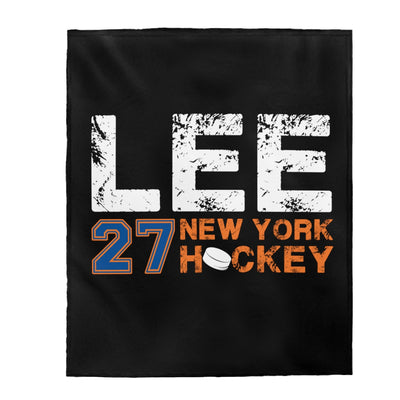 Lee 27 New York Hockey Velveteen Plush Blanket