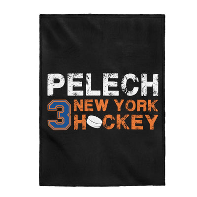 Pelech 3 New York Hockey Velveteen Plush Blanket